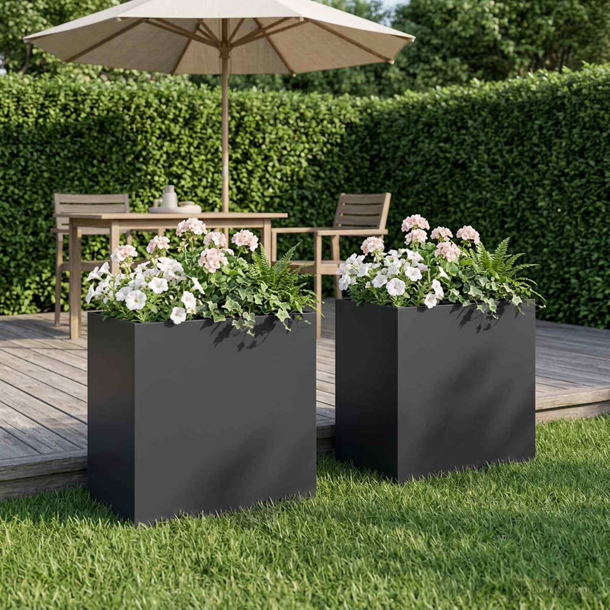 Have Blomsterkrukke 2 stk. Sort 50 x 30 x 50 cm Koldvalset stål