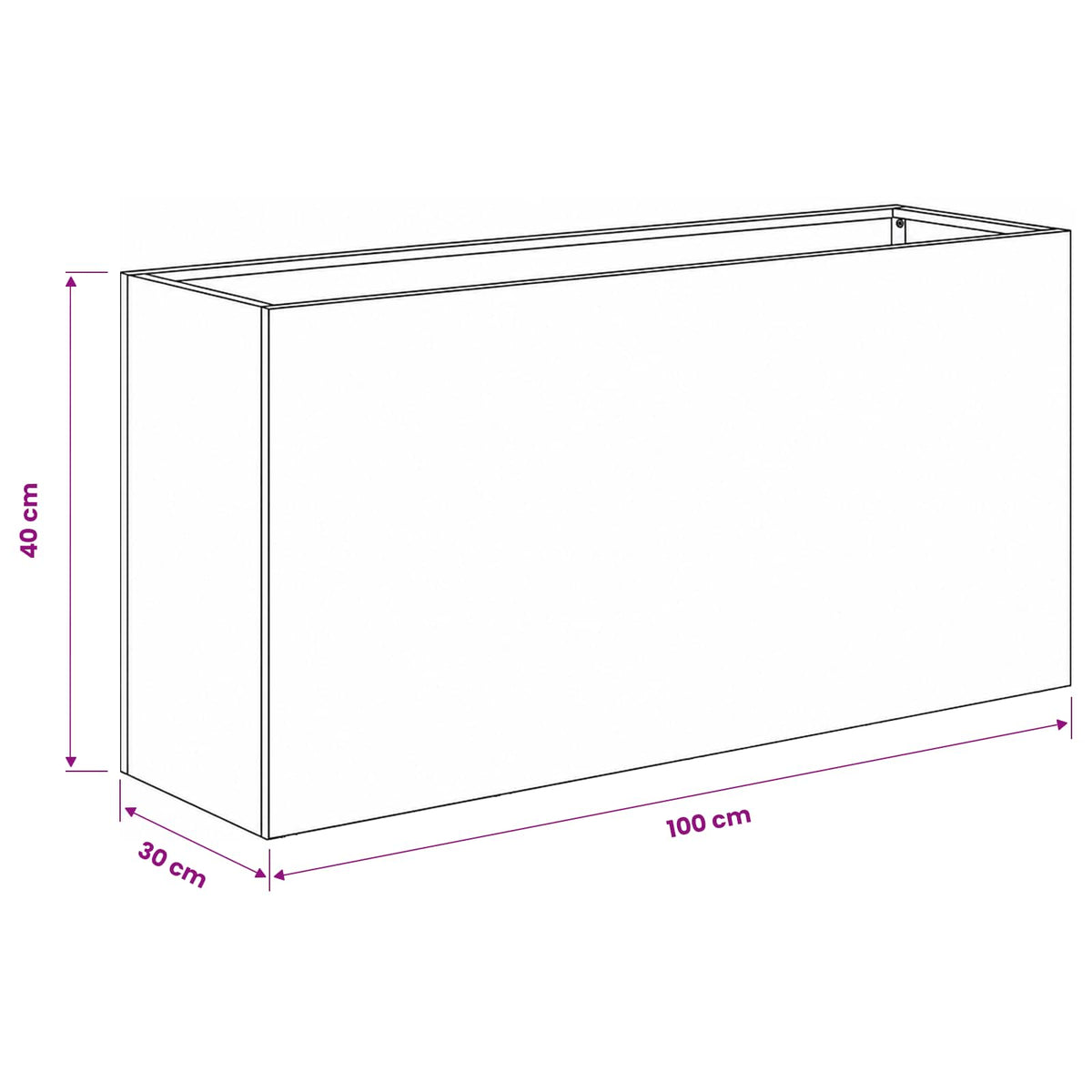 Have Blomsterkrukke 2 stk. Sort 100 x 30 x 40 cm