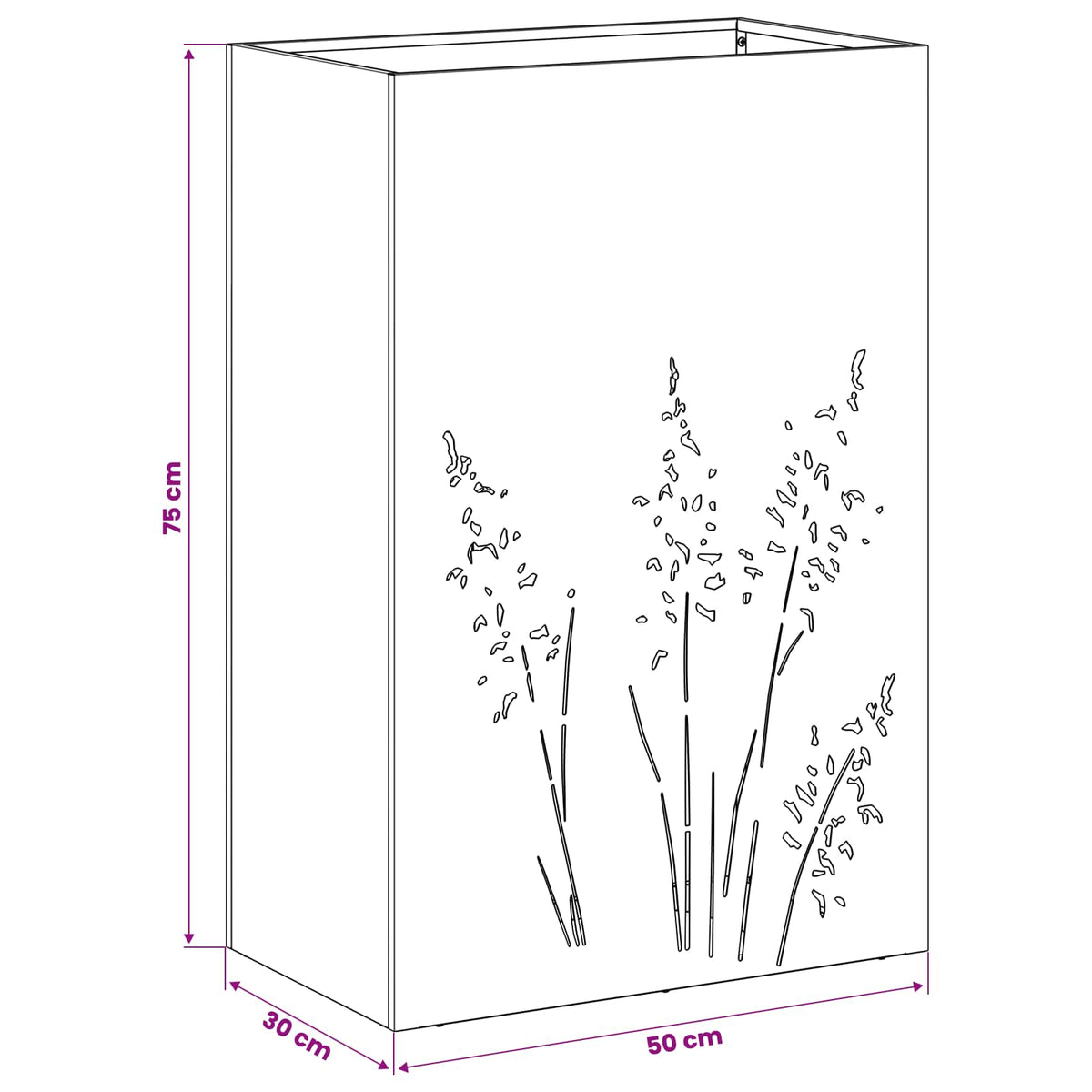Have Blomsterkrukke 2 stk. Sort 50 x 30 x 75 cm Koldvalset stål