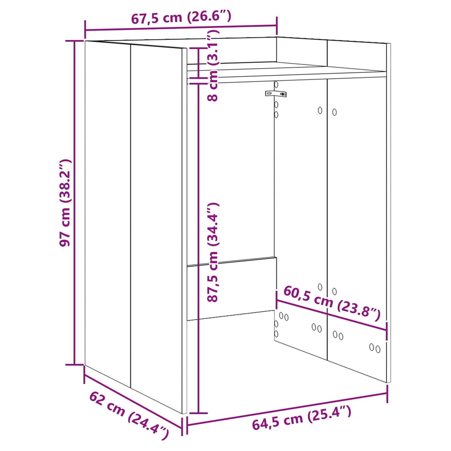 Vaskemaskine Skab Artisan eg 67,5 x 62 x 97 cm Konstrueret træ