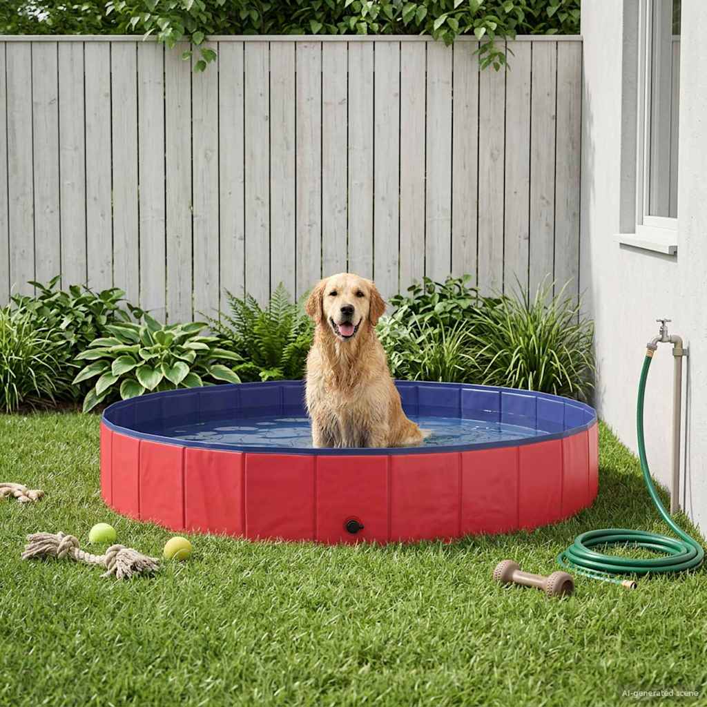 Hund Pool Ø200 x 30 cm Tykt PVC Rød