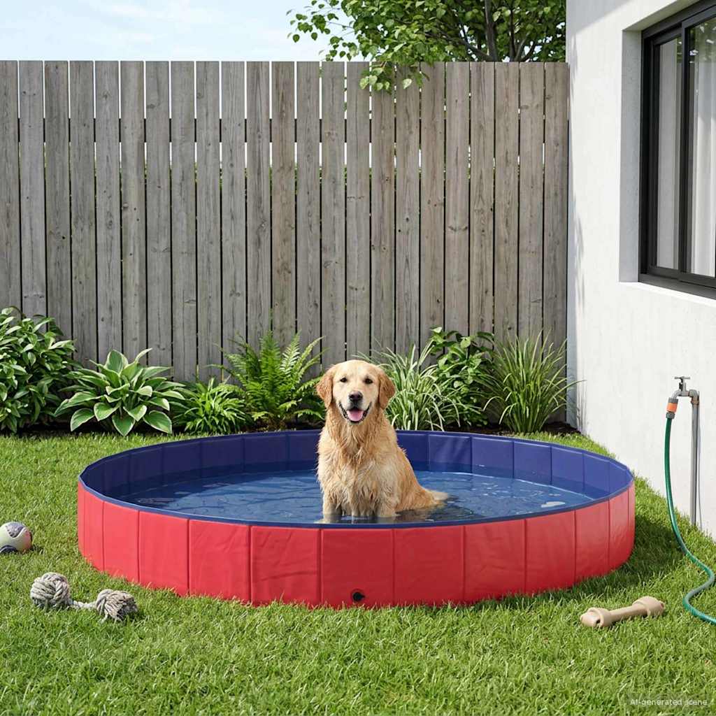 Hund Pool Ø300 x 38 cm Tykt PVC Rød