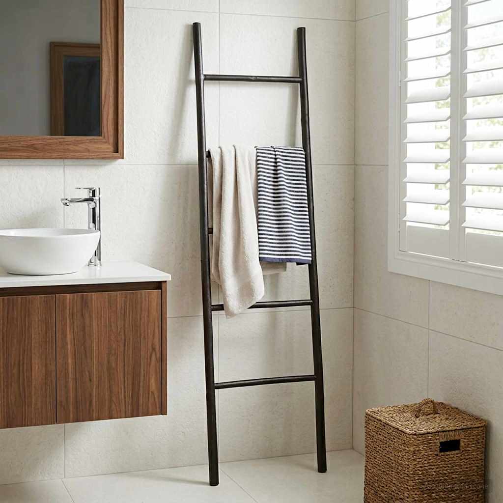 Tæppe Stige Sort 40 x 150 cm Bambus