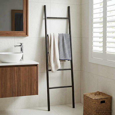 Tæppe Stige Sort 40 x 150 cm Bambus