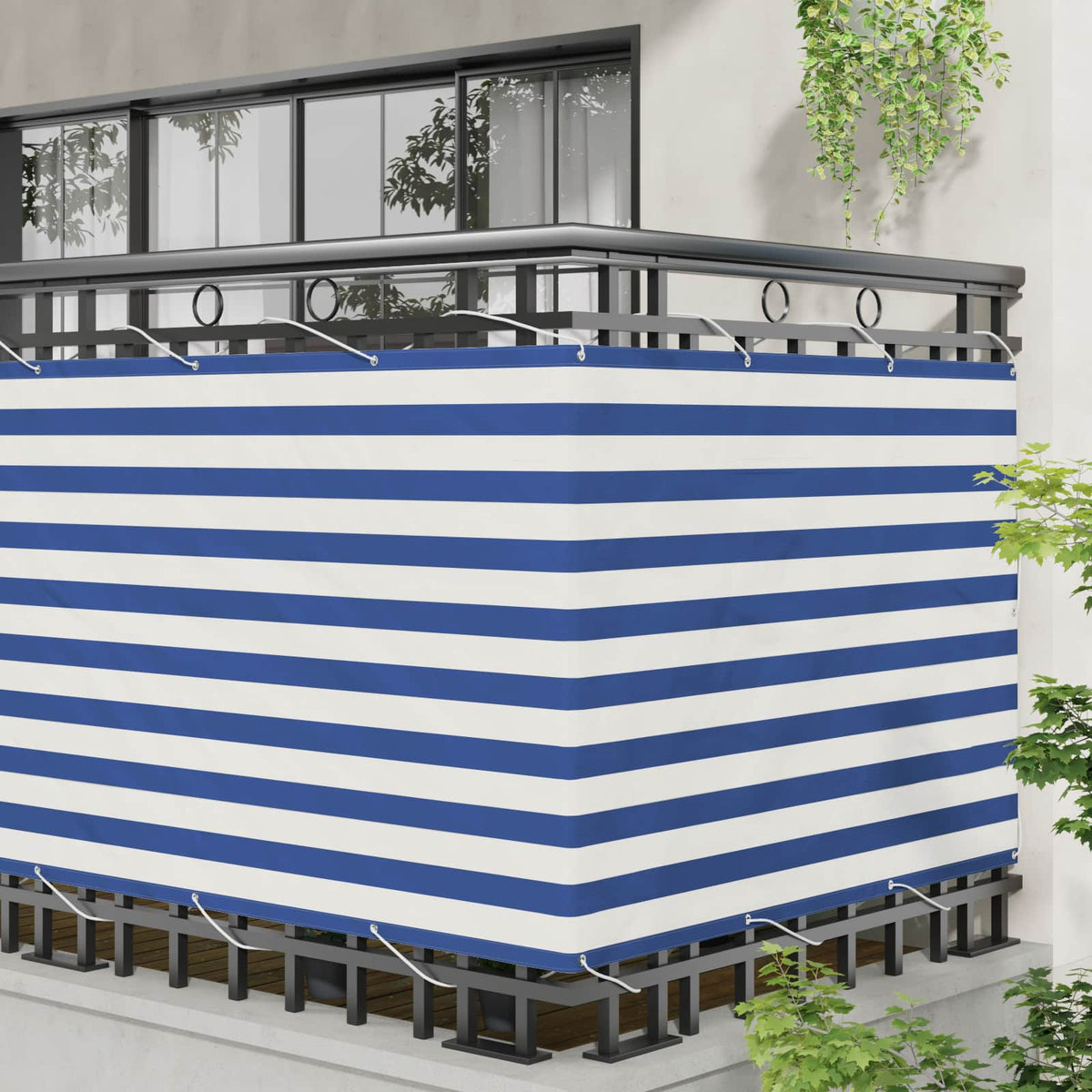 Altan Skærm 110 x 200 cm Oxford stof Rektangulær Blå og Hvid