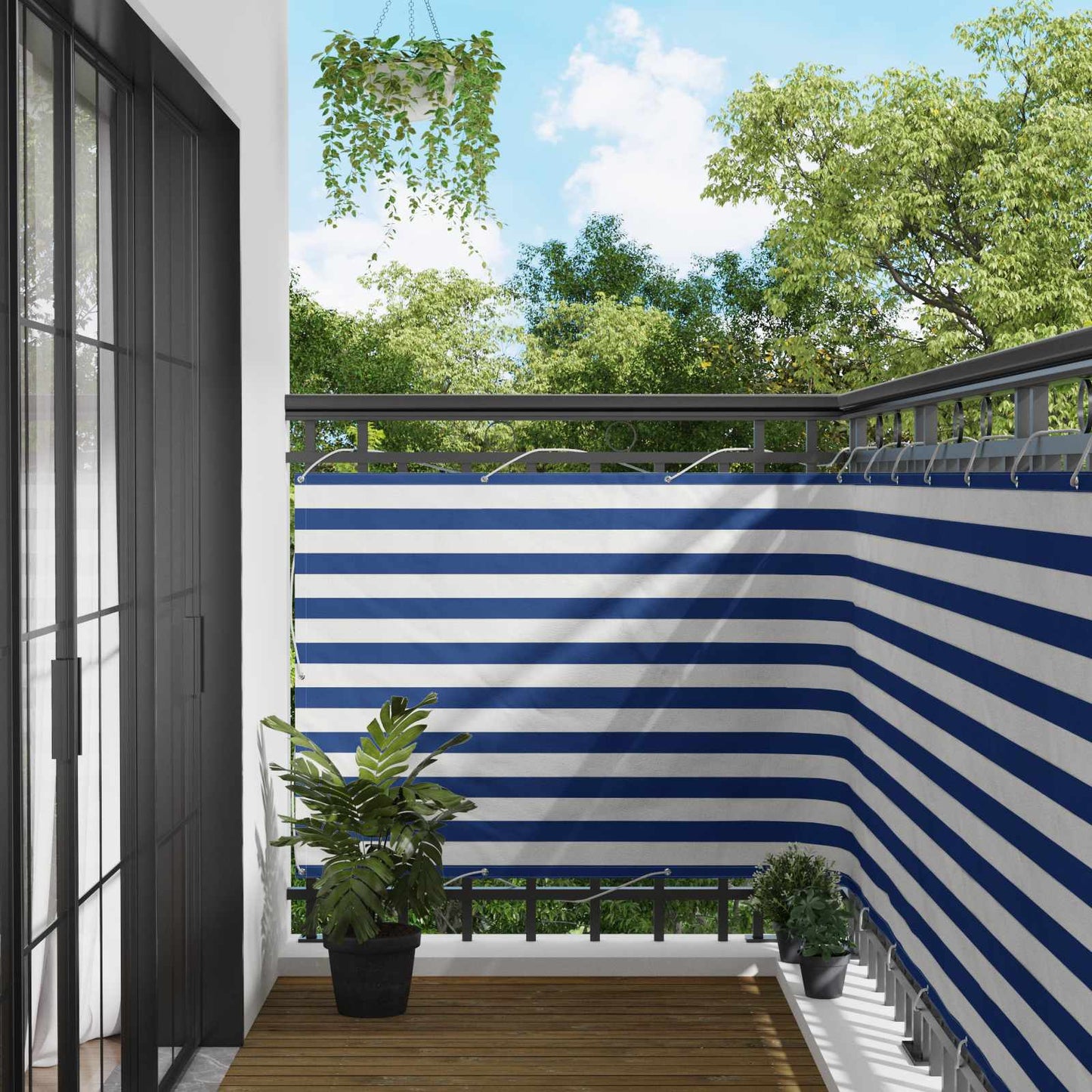 Altan Skærm 120 x 200 cm Oxford stof Rektangulær Blå og Hvid