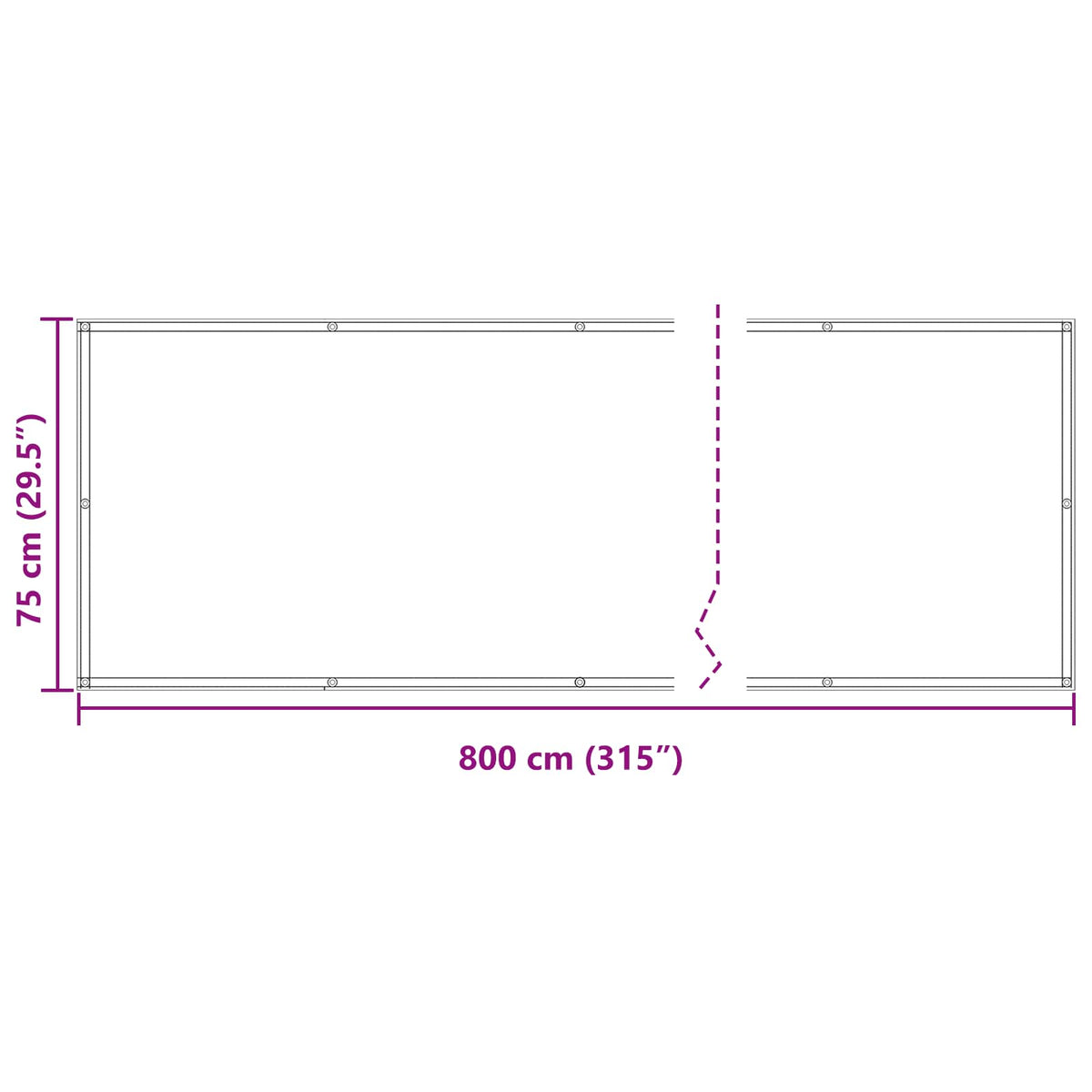Altan Skærm 75 x 800 cm Oxford stof Rektangulær Bordeaux