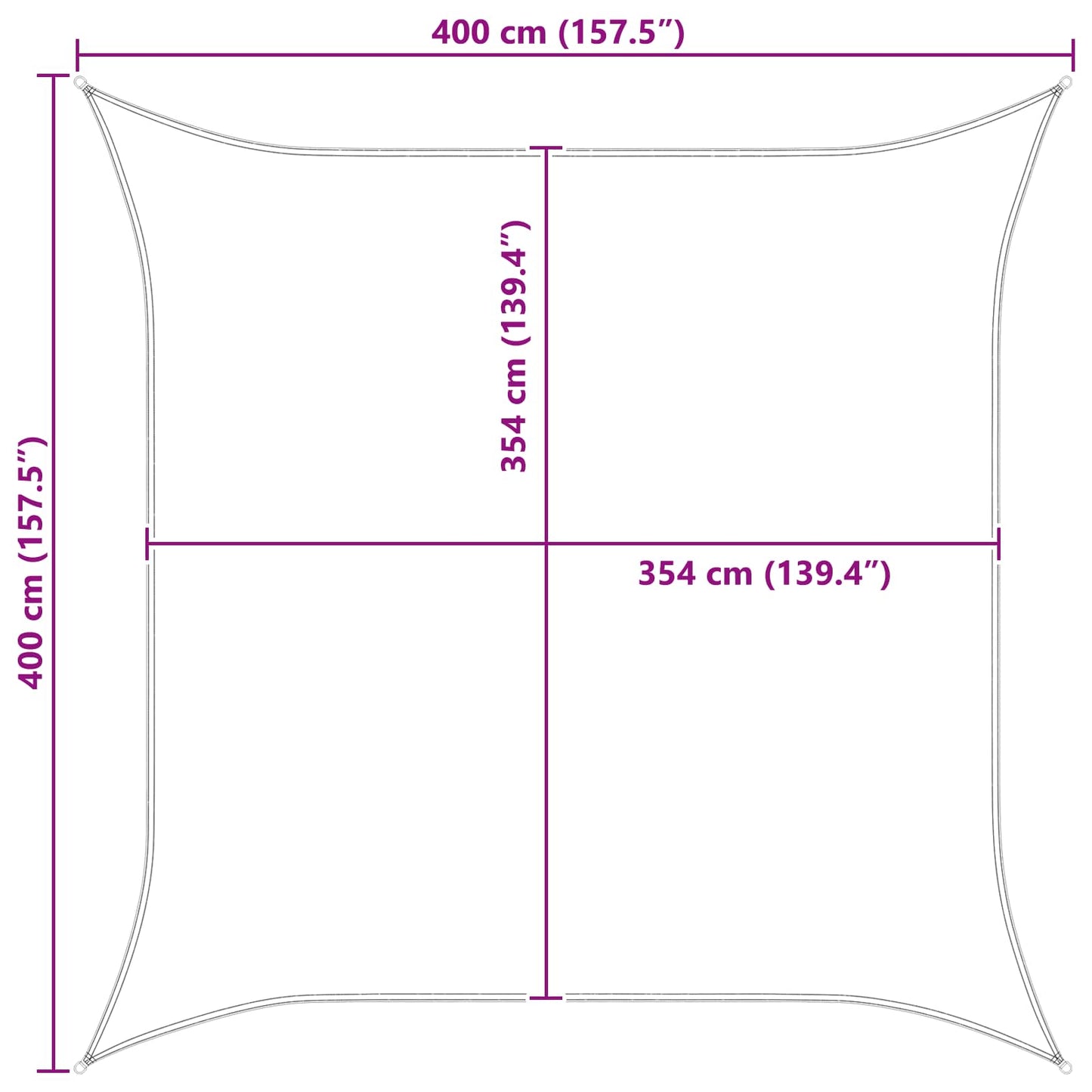 Solskygge sejl 4 x 4 m 100% polyester Oxford Firkantet