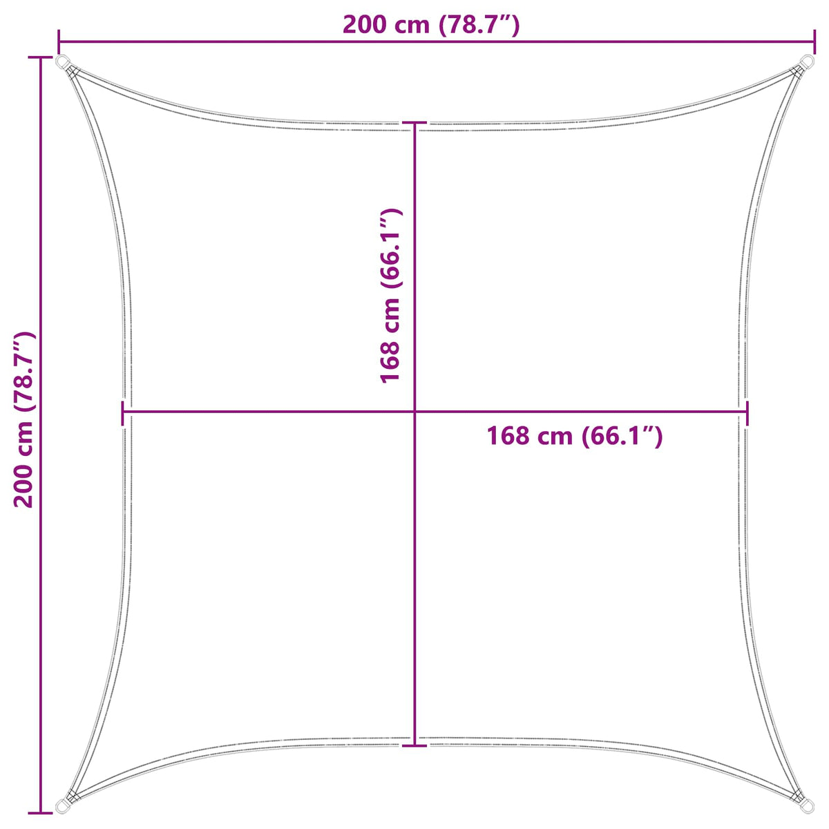 Solskygge sejl 2 x 2 m 100% polyester Oxford Firkantet