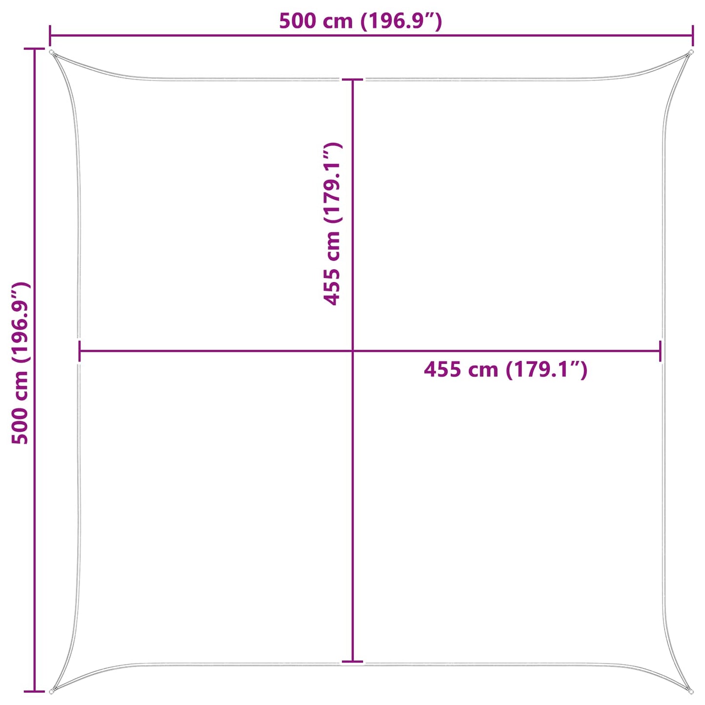 Solskygge sejl 5 x 5 m 100% polyester Oxford Firkantet