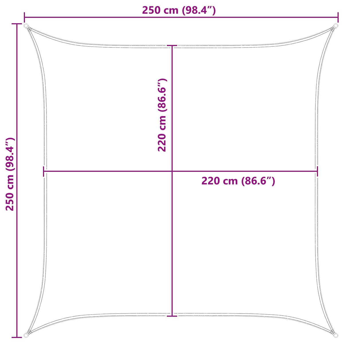 Solskygge sejl 2,5 x 2,5 m 100% polyester Oxford Firkantet