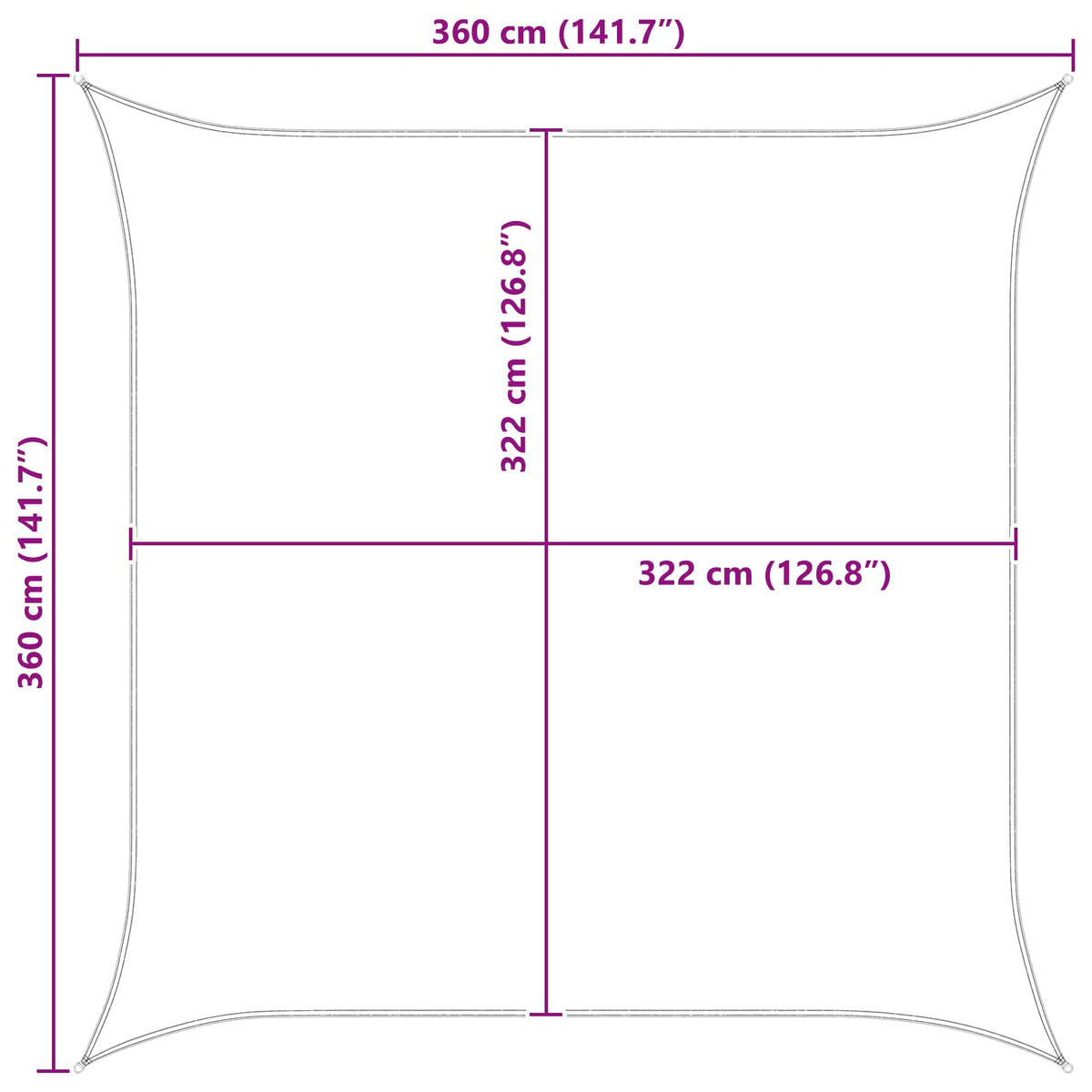 Solskygge sejl 3,6 x 3,6 m 100% polyester Oxford Firkantet