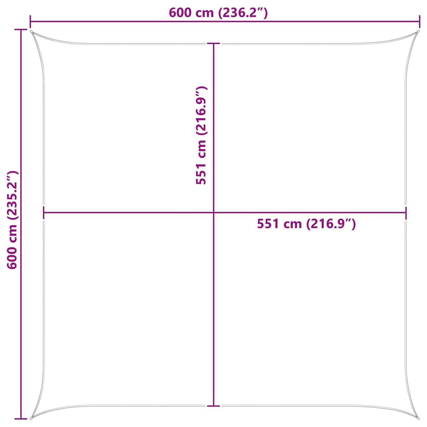 Solskygge sejl 6 x 6 m 100% polyester Oxford Firkantet