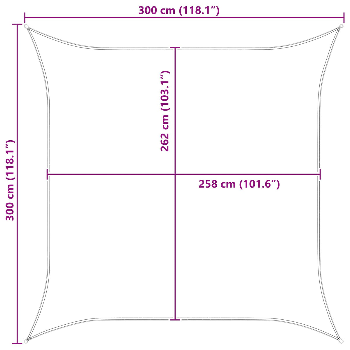 Solskygge sejl 3 x 3 m 100% polyester Oxford Firkantet