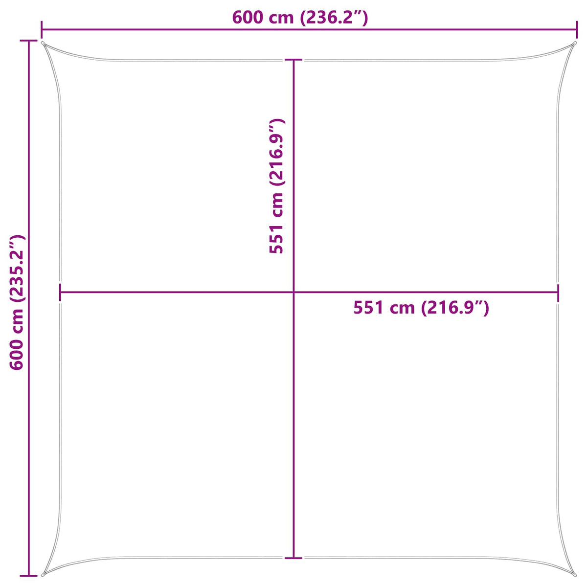 Solskygge sejl 6 x 6 m 100% polyester Oxford Firkantet