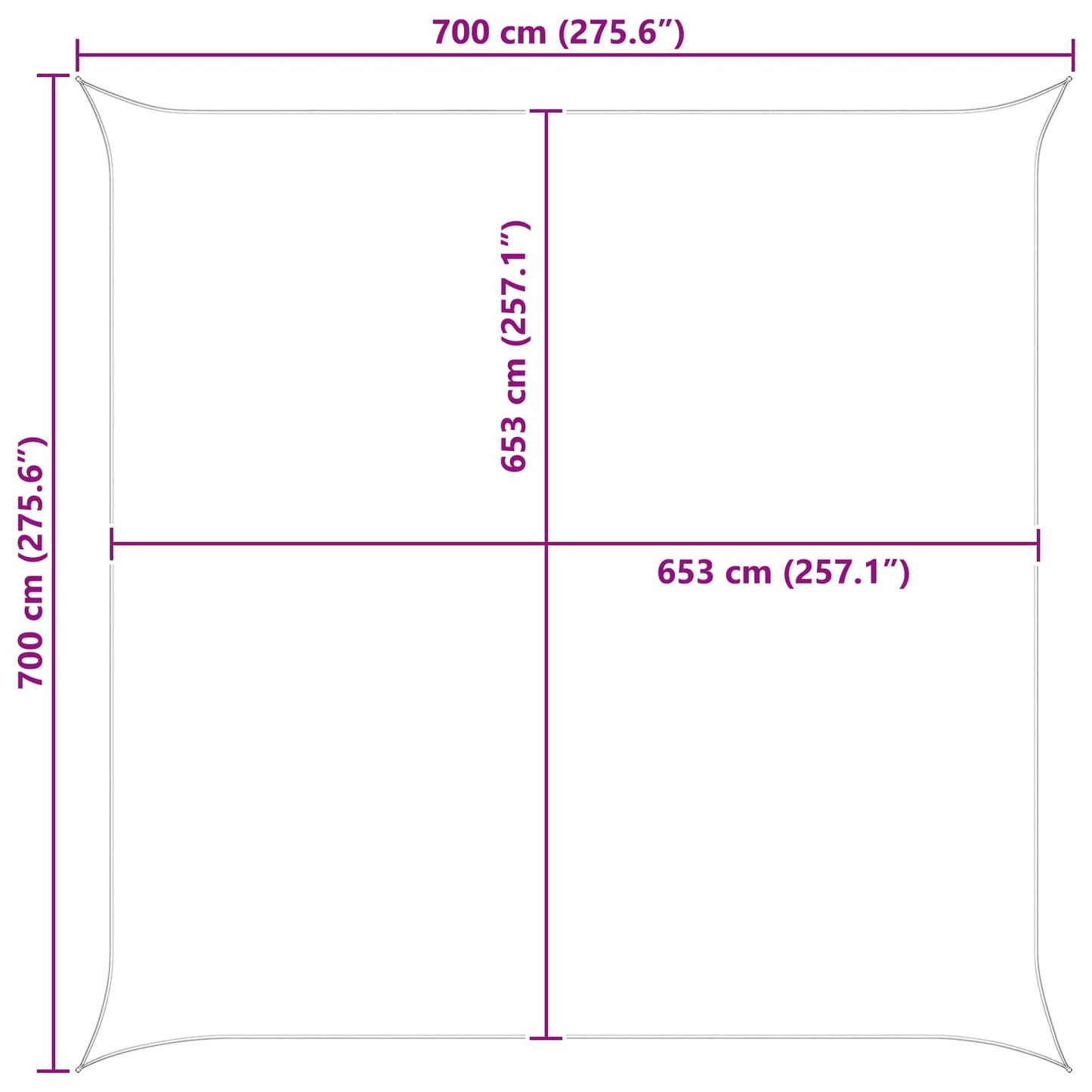 Solskygge sejl 7 x 7 m 100% polyester Oxford Firkantet