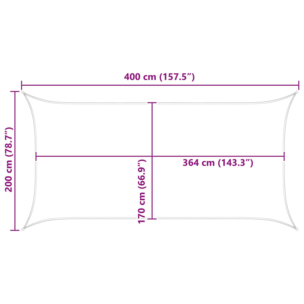 Solskygge sejl Gul og Hvid 2 x 4 m 100% polyester Oxford