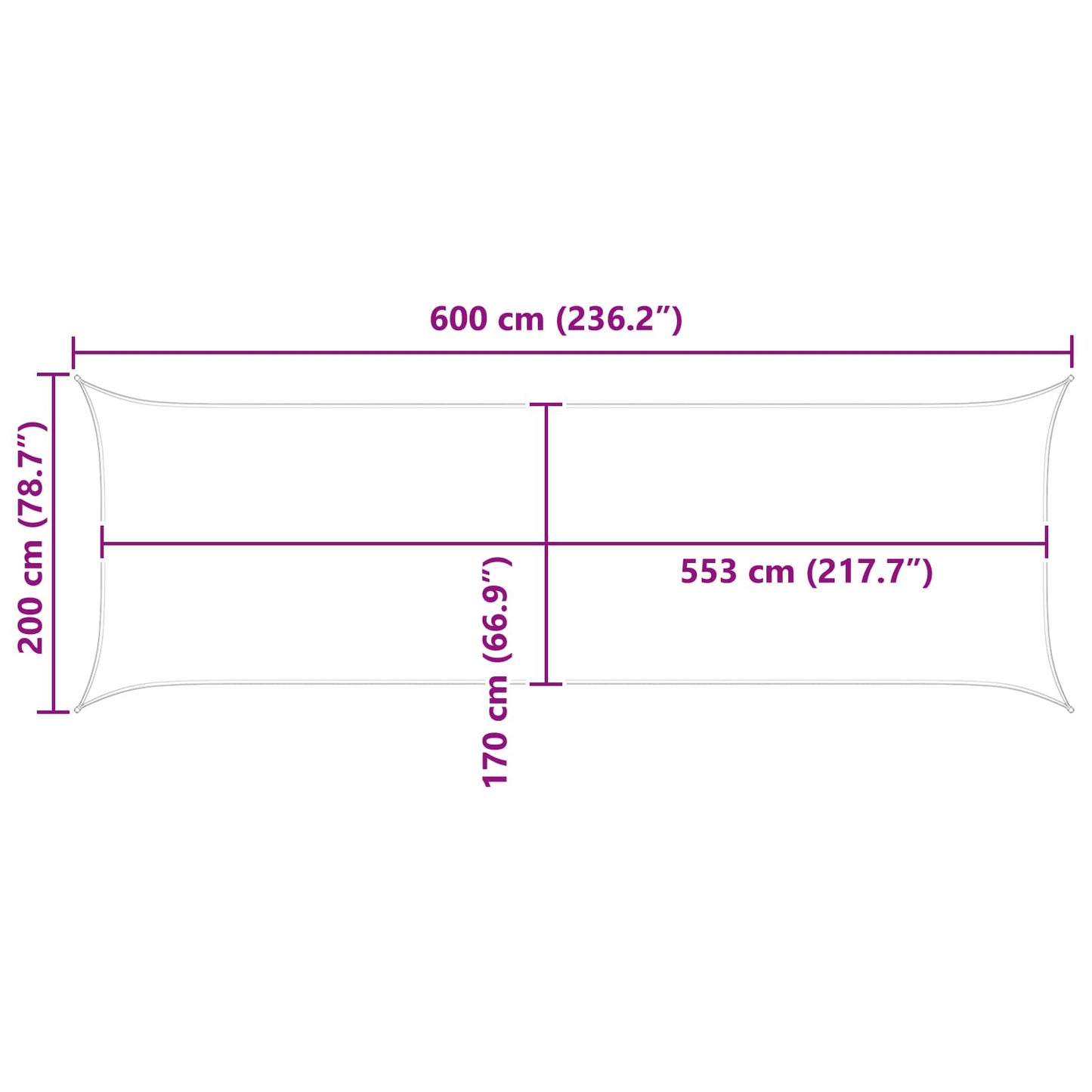 Solskygge sejl Gul og Hvid 2 x 6 m 100% polyester Oxford