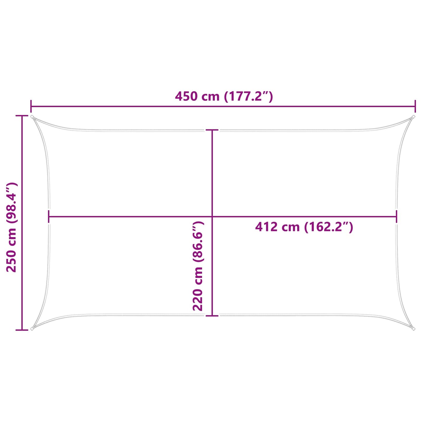 Solskygge sejl Gul og Hvid 2,5 x 4,5 m 100% polyester Oxford