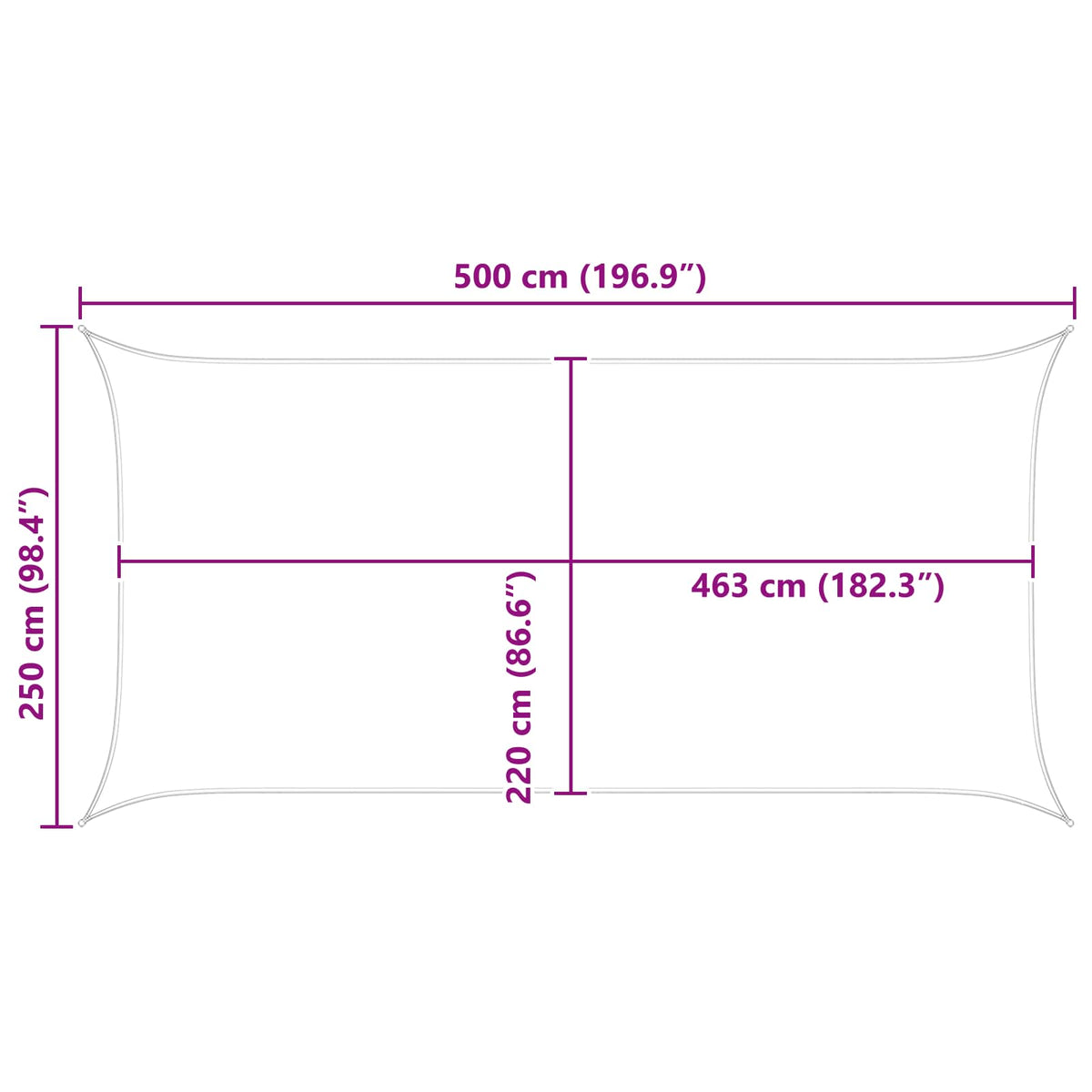 Solskygge sejl Gul og Hvid 2,5 x 5 m 100% polyester Oxford