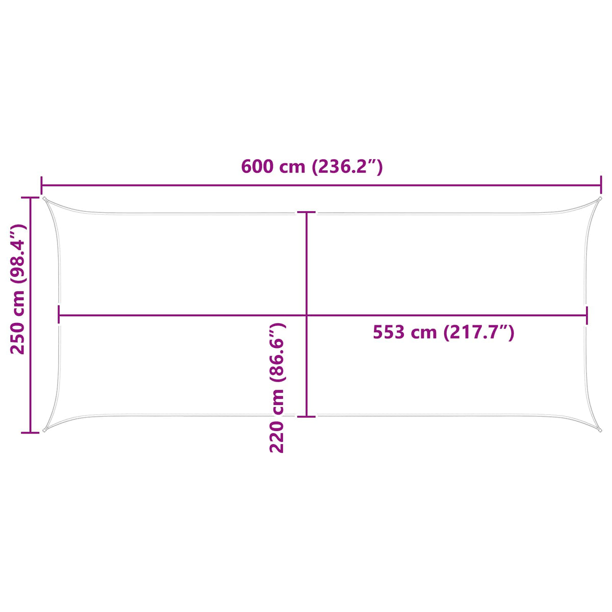 Solskygge sejl Gul og Hvid 6 x 2,5 m 100% polyester Oxford