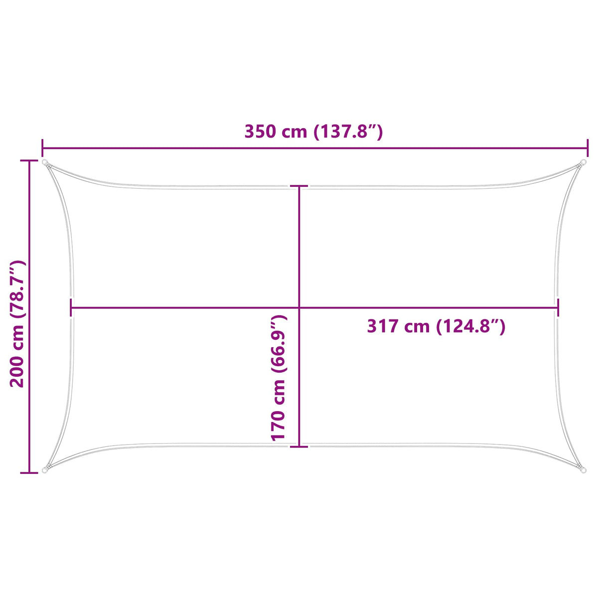 Solskygge sejl Blå og Hvid 2 x 3,5 m 100% polyester Oxford