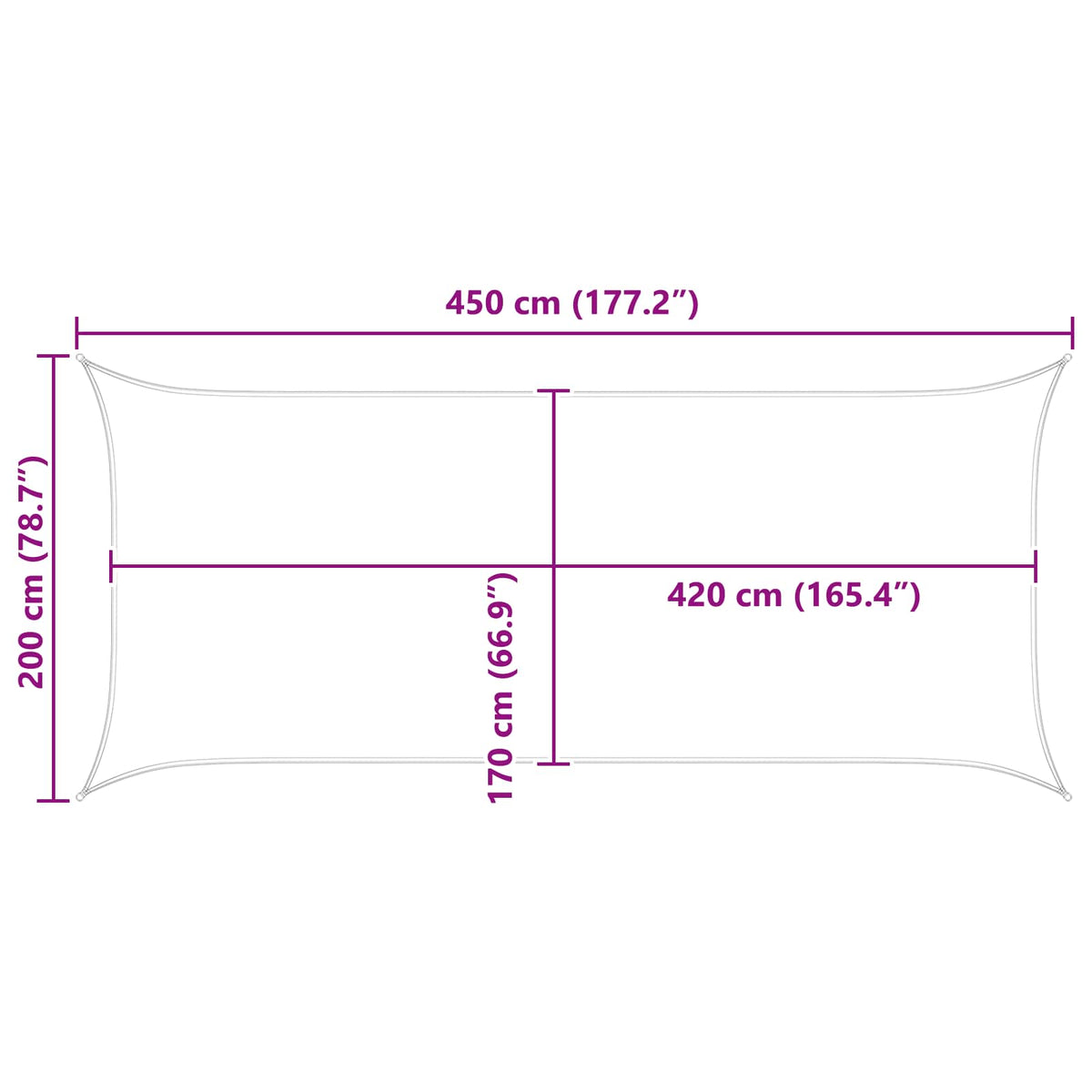 Solskygge sejl Blå og Hvid 2 x 4,5 m 100% polyester Oxford
