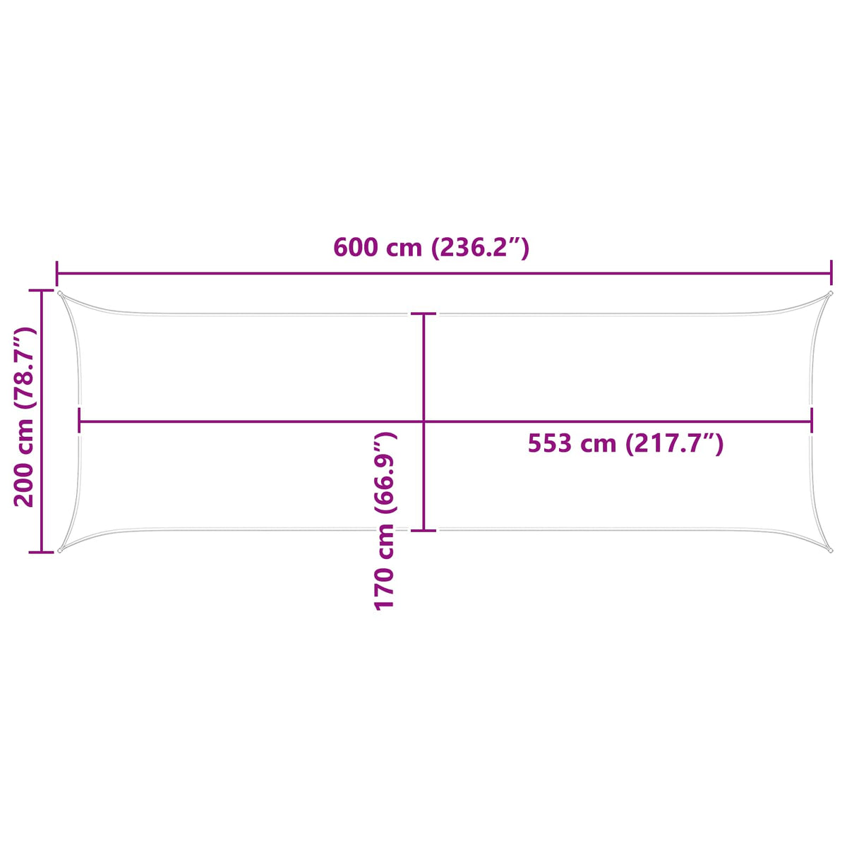 Solskygge sejl Blå og Hvid 2 x 6 m 100% polyester Oxford