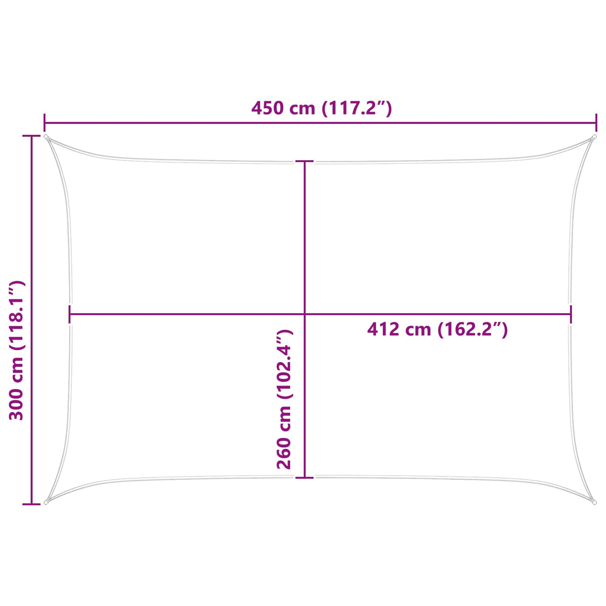 Solskygge sejl Blå og Hvid 3 x 4,5 m 100% polyester Oxford