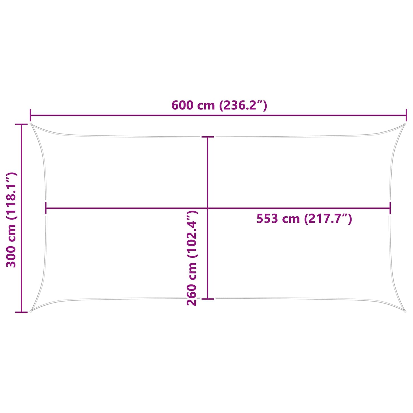 Solskygge sejl Blå og Hvid 6 x 3 m 100% polyester Oxford