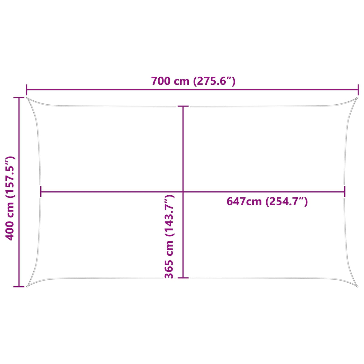 Solskygge sejl Blå og Hvid 4 x 7 m 100% polyester Oxford