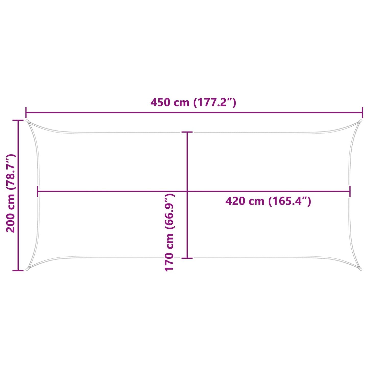 Solskygge sejl Lys Grå og Hvid 2 x 4,5 m 100% polyester Oxford