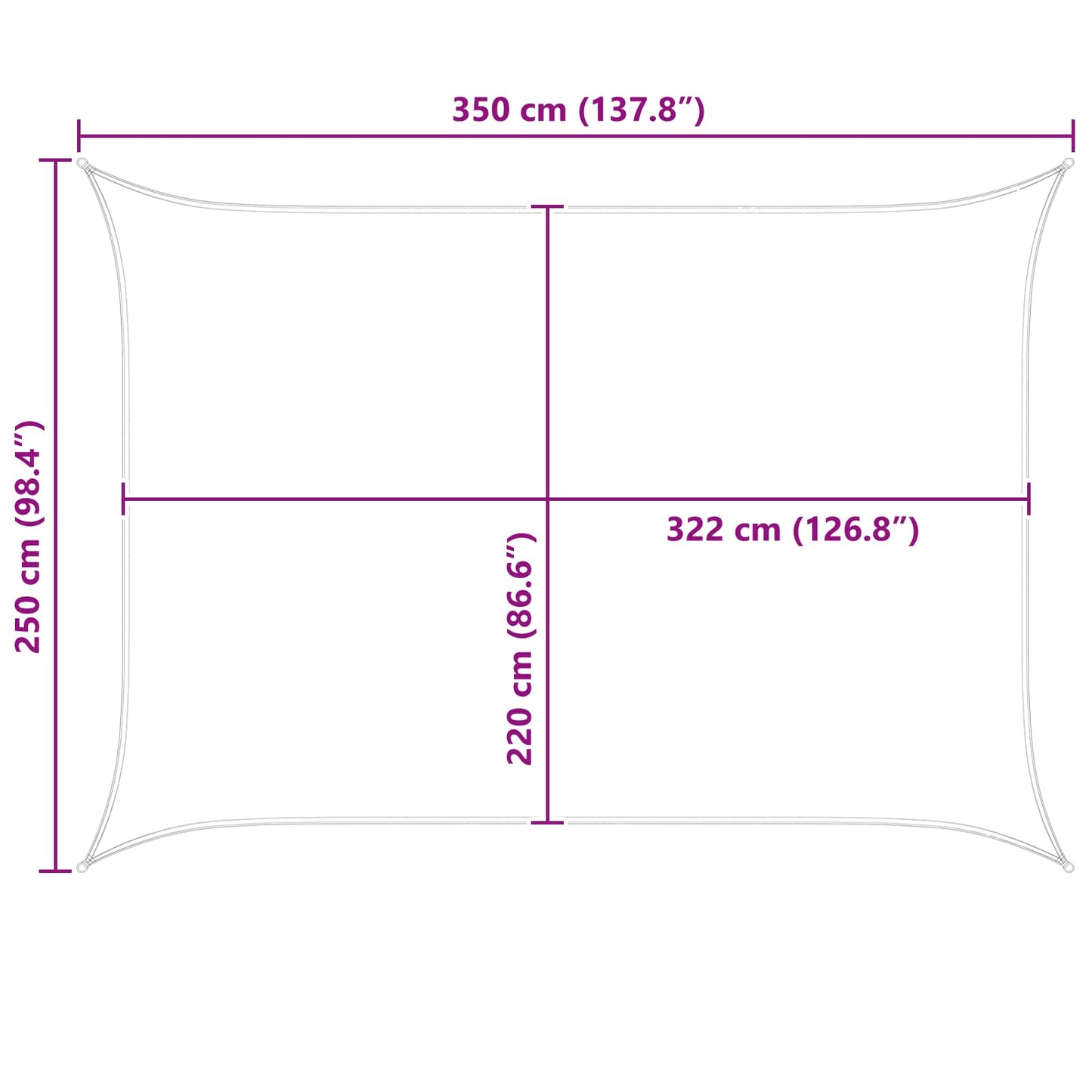 Solskygge sejl Lys Grå og Hvid 2,5 x 3,5 m