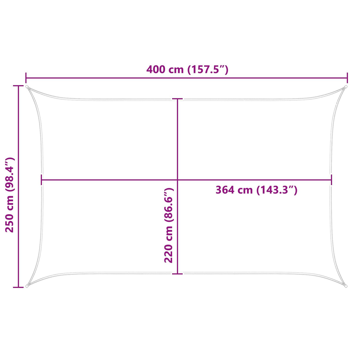 Solskygge sejl Lys Grå og Hvid 4 x 2,5 m 100% polyester Oxford