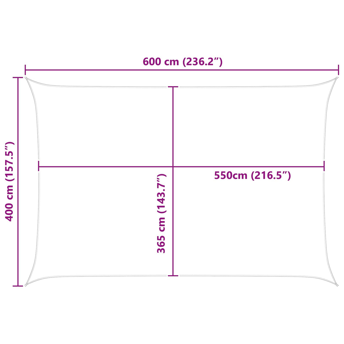 Solskygge sejl Lys Grå og Hvid 4 x 6 m 100% polyester Oxford