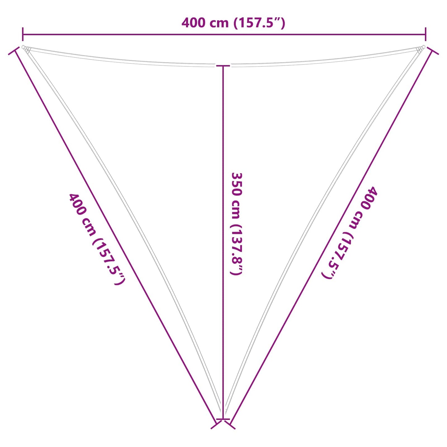 Solskygge sejl 4 x 4 x 4 m 100% polyester Oxford Trekantet