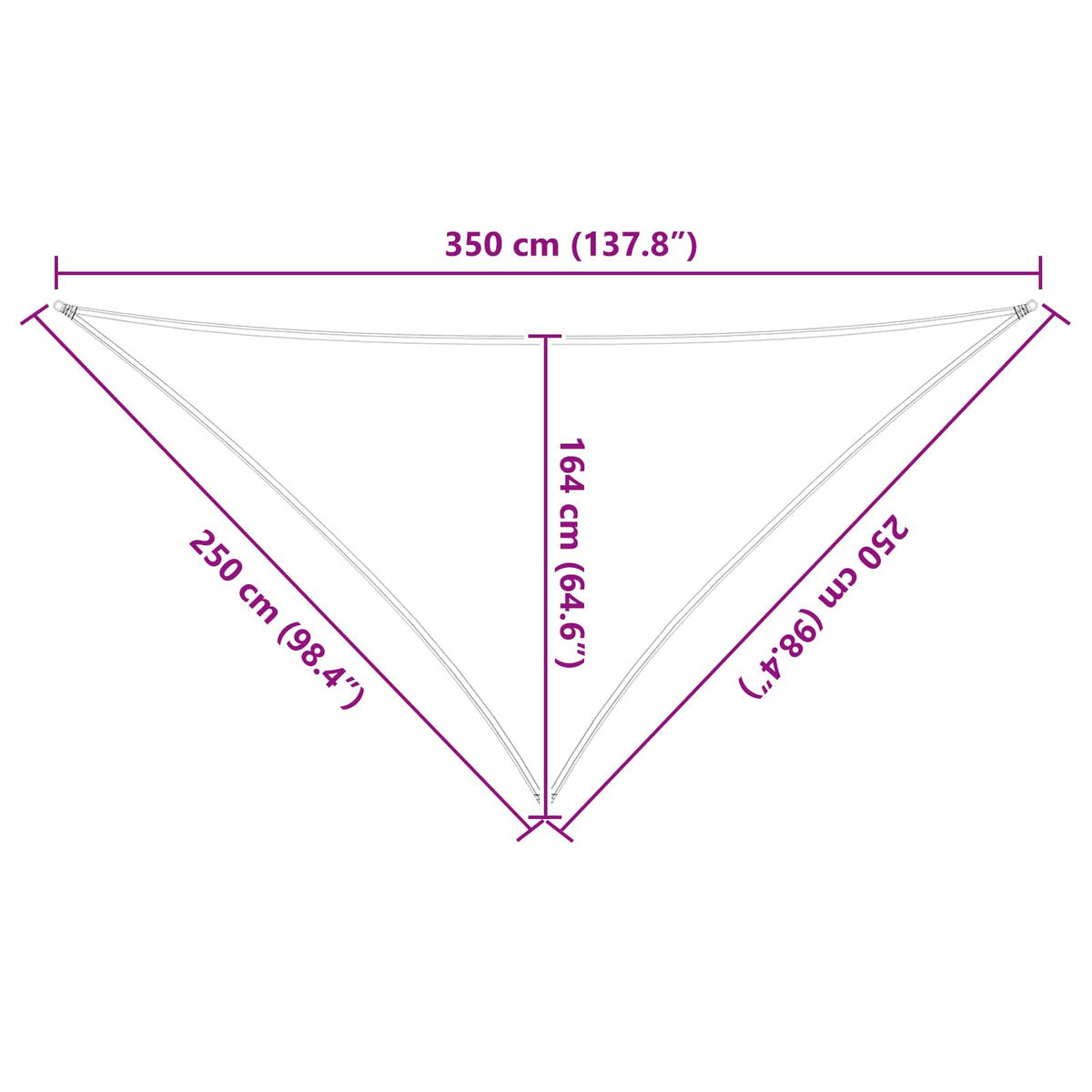 Solskygge sejl 2,5 x 2,5 x 3,5 m 100% polyester Oxford