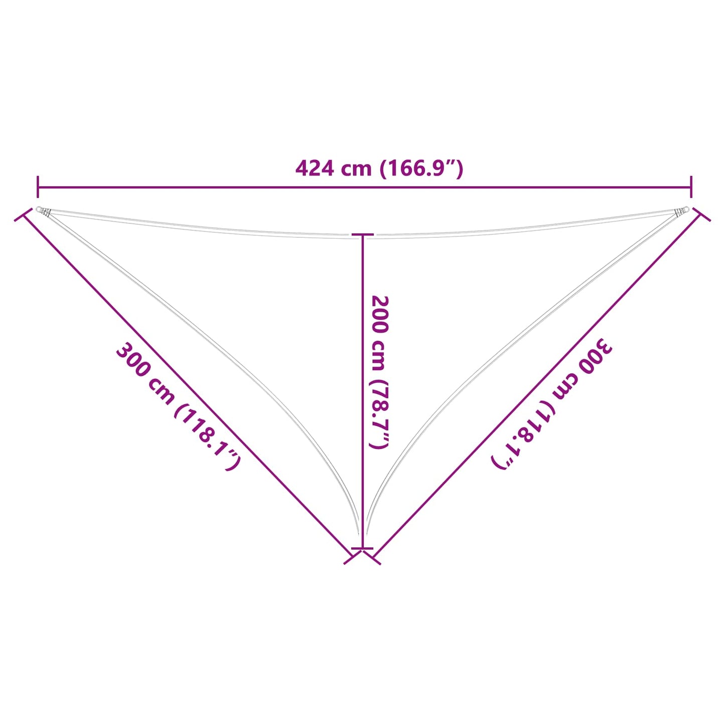 Solskygge sejl 3 x 3 x 4,24 m 100% polyester Oxford Trekantet