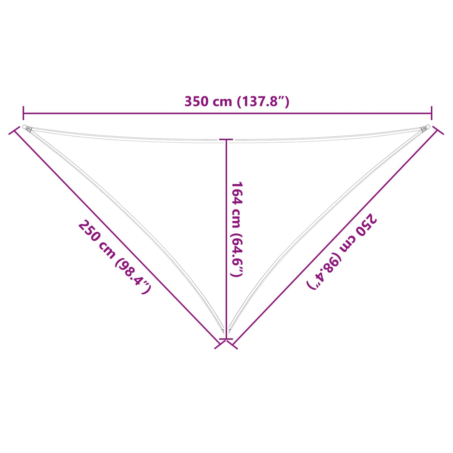 Solskygge sejl 2,5 x 2,5 x 3,5 m 100% polyester Oxford