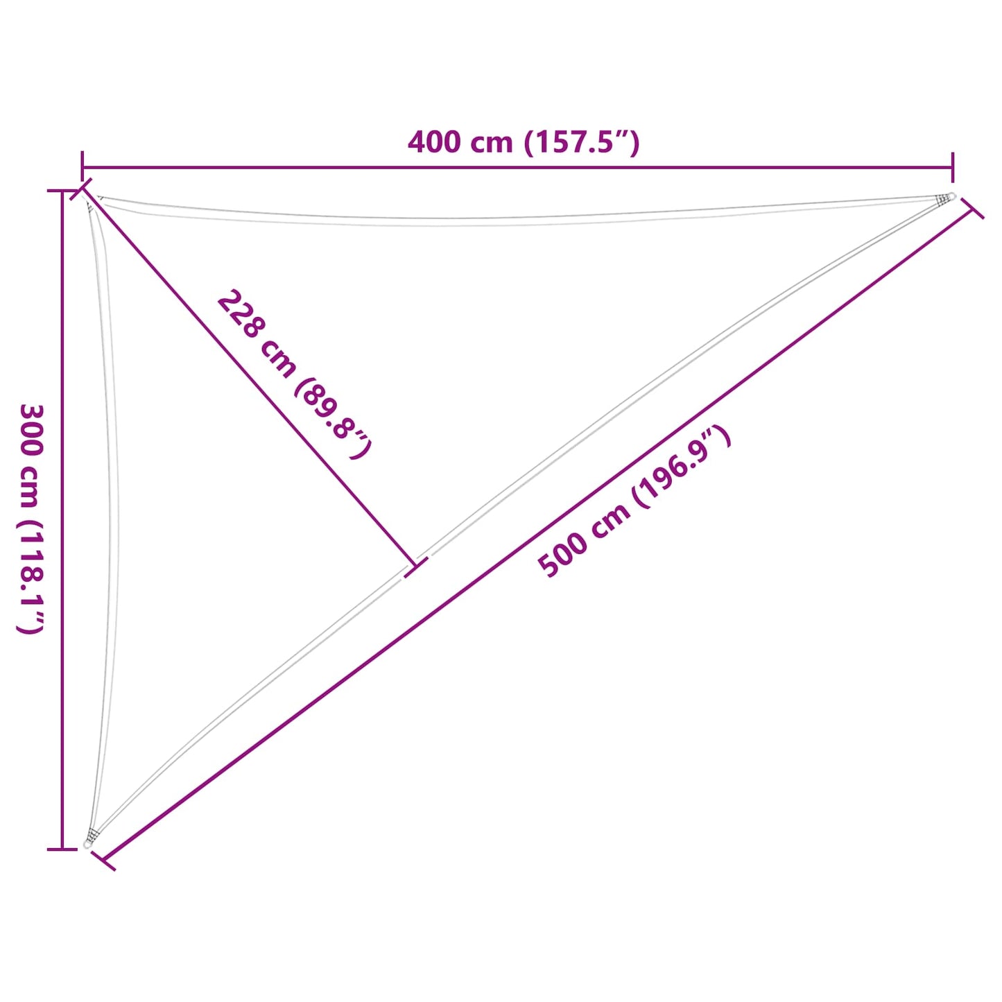 Solskygge sejl 3 x 4 x 5 m 100% polyester Oxford Trekantet