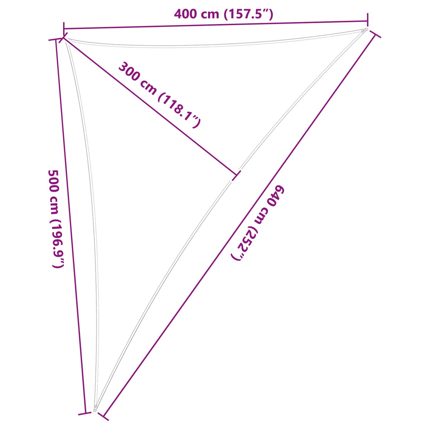 Solskygge sejl 4 x 5 x 6,4 m 100% polyester Oxford Trekantet