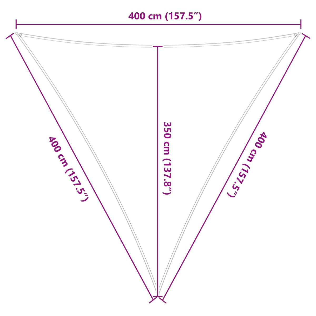 Solskygge sejl 4 x 4 x 4 m 100% polyester Oxford Trekantet