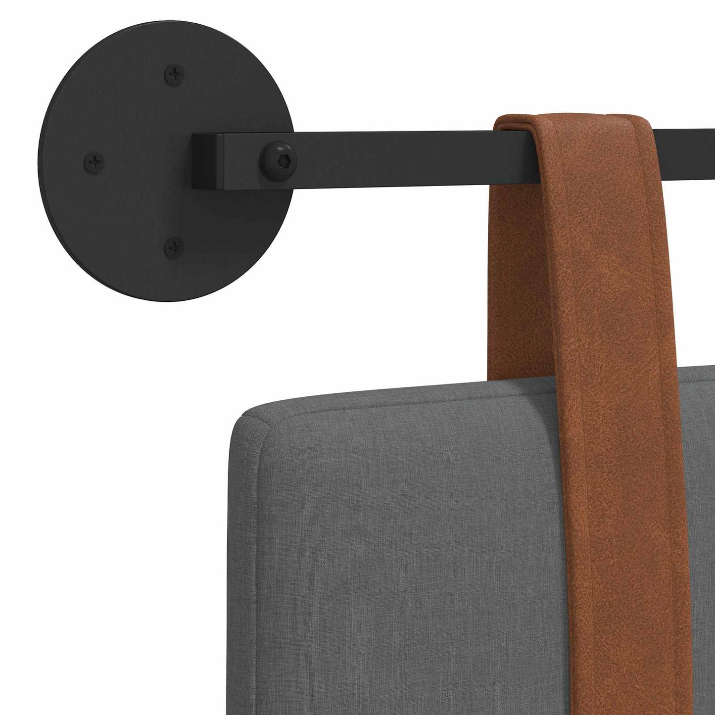 Hængende Hovedgavl Ensfarvet Mørkegrå 130 x 55 x 5 cm Antik PU