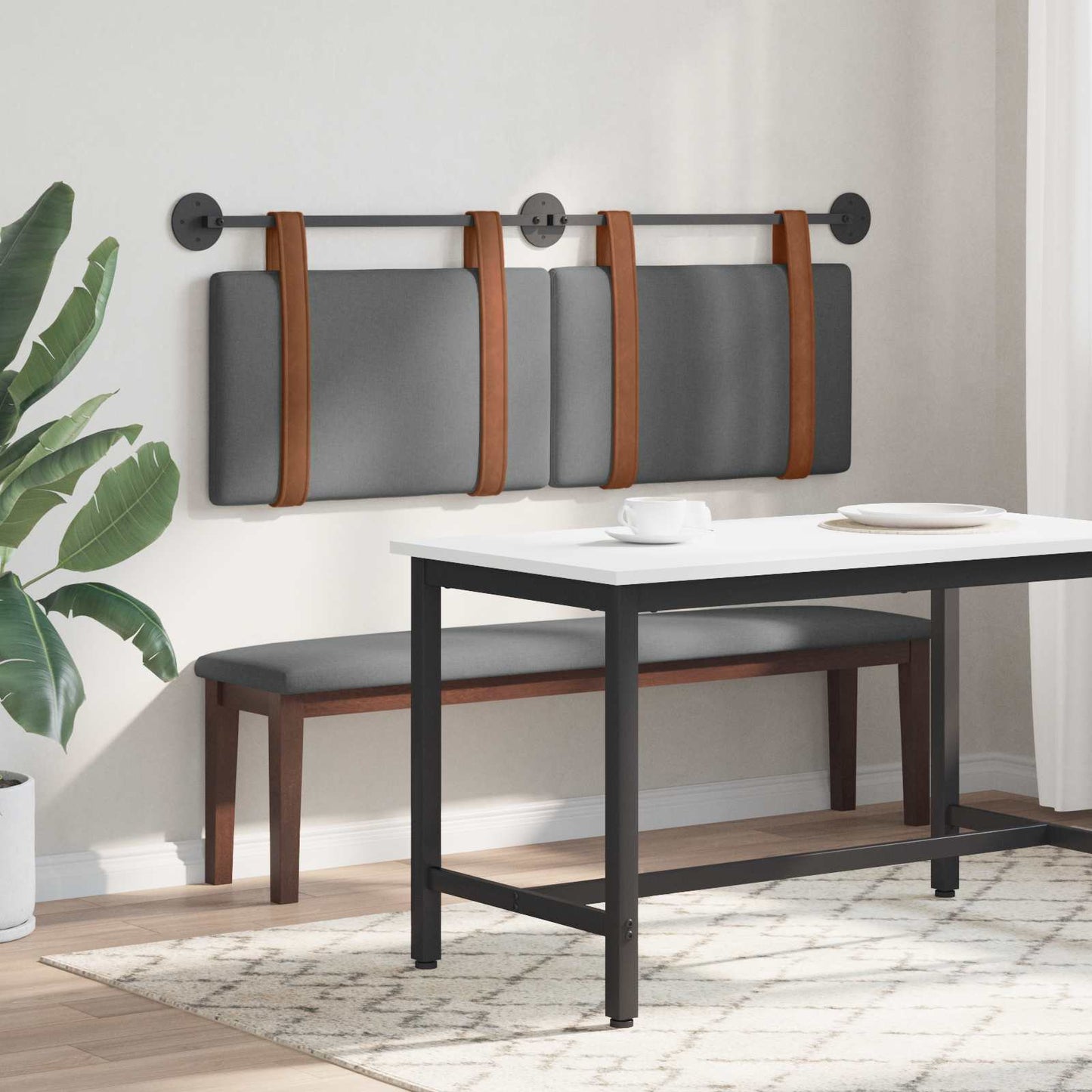Hængende Hovedgavl Ensfarvet Mørkegrå 130 x 55 x 5 cm Antik PU