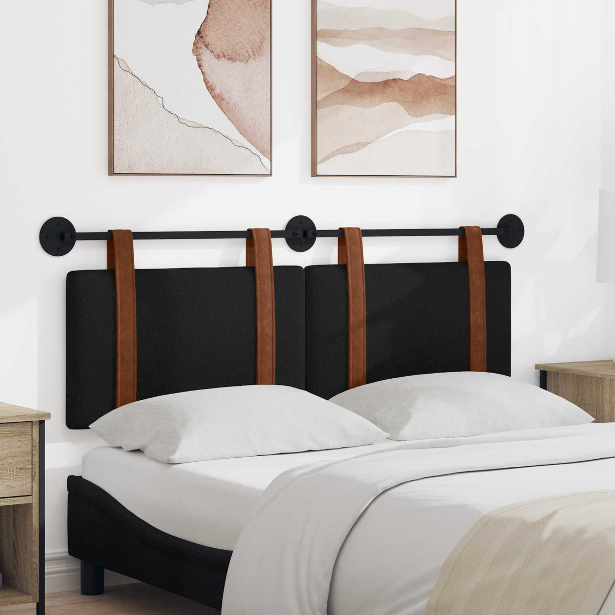 Hængende Hovedgavl Vægmonteret Sort 130 x 55 x 5 cm Antik PU