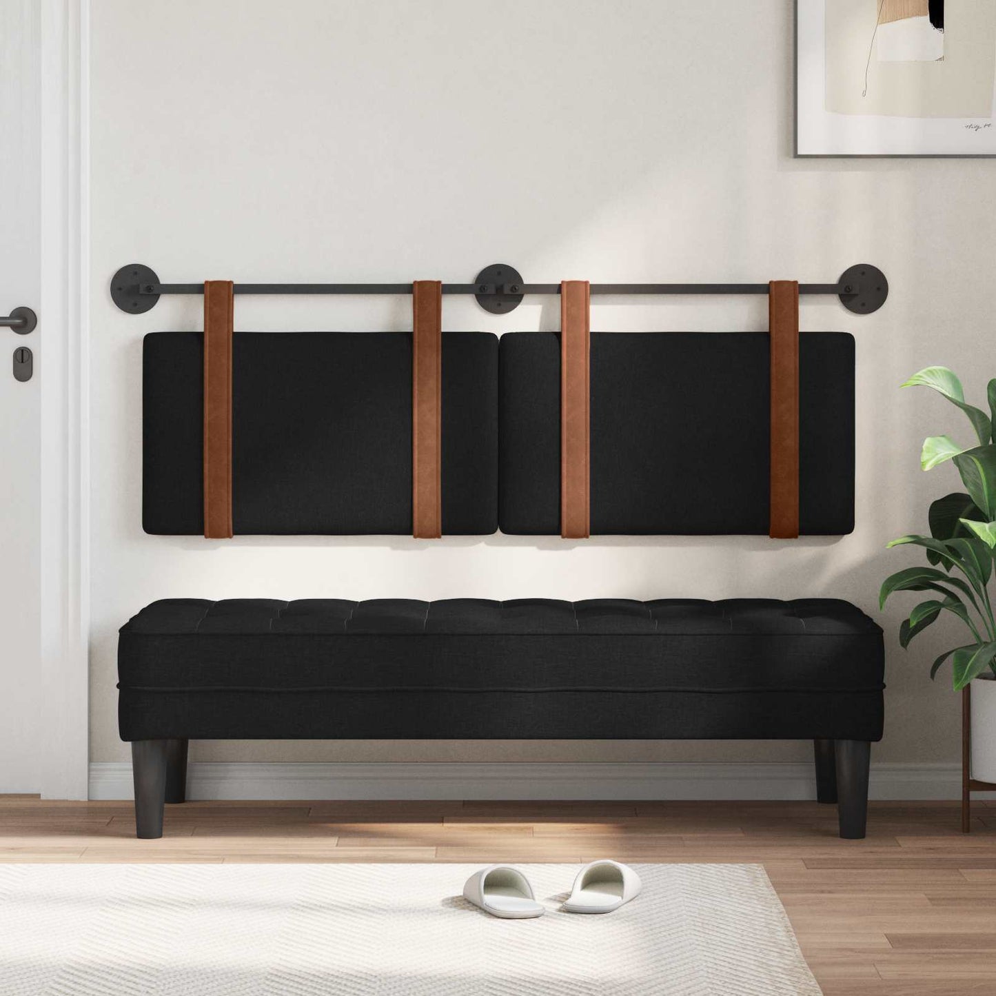 Hængende Hovedgavl Vægmonteret Sort 130 x 55 x 5 cm Antik PU