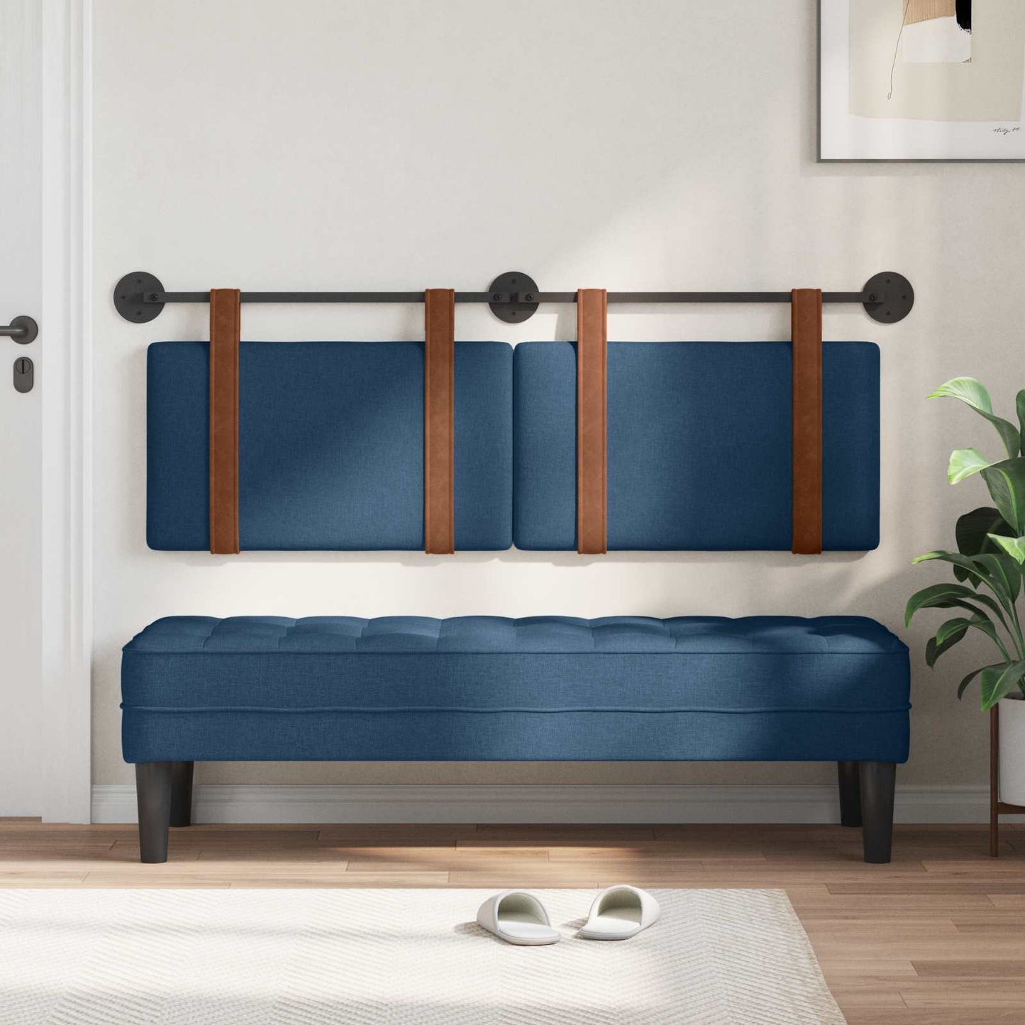 Hængende sengegavl Blå Antik PU