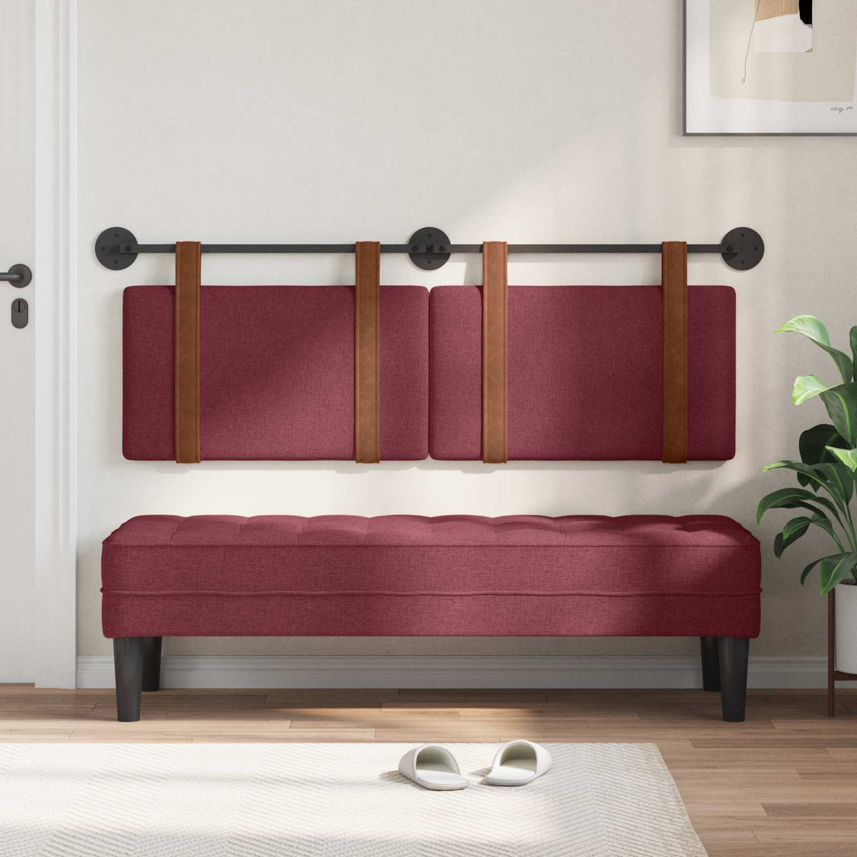 Hængende Hovedgavl Vægmonteret Vinrød 150 x 55 x 5 cm Antik PU