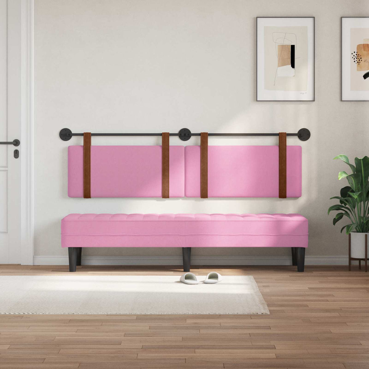 Hængende Hovedgavl Vægmonteret Lyserød 190 x 55 x 5 cm Antik PU