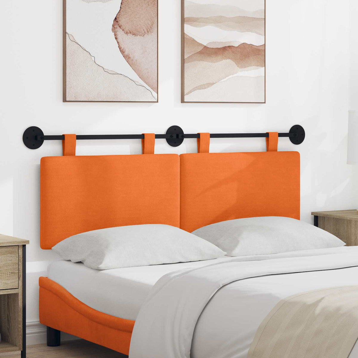 Hængende sengegavl Orange Velourstof